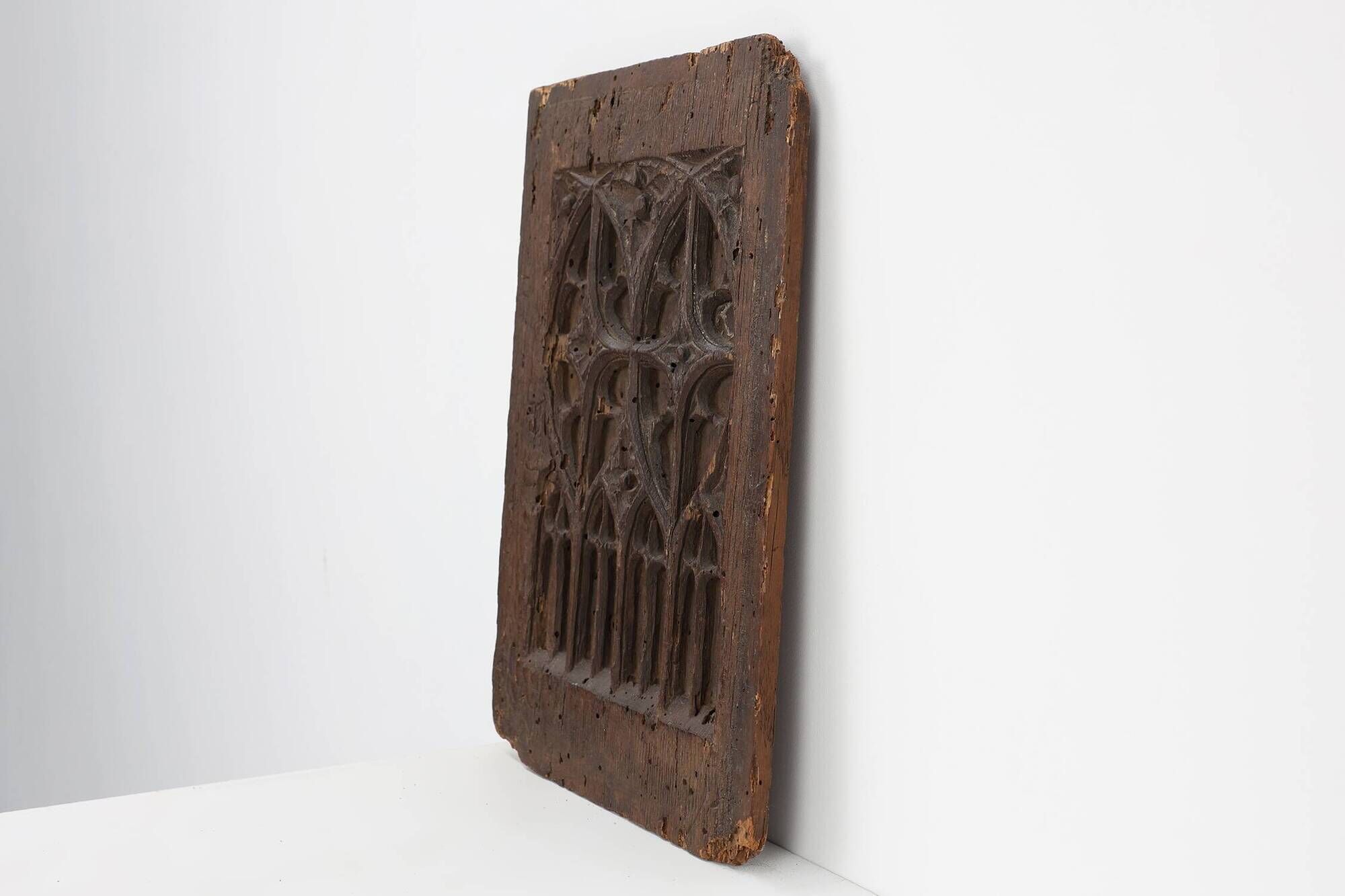 Late Gothic carved oak relief panel, France 15th century