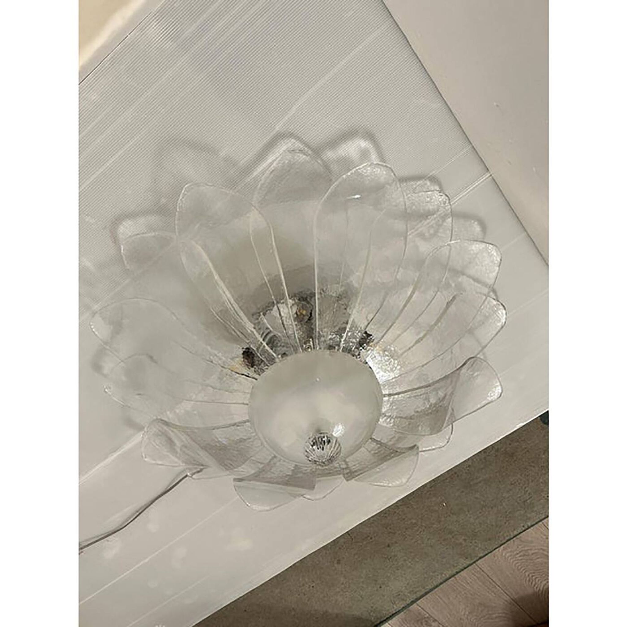 Lot of 2 Murano Style Glass Sputnik Chandelier Flush Mount, Mazzega Zuccher