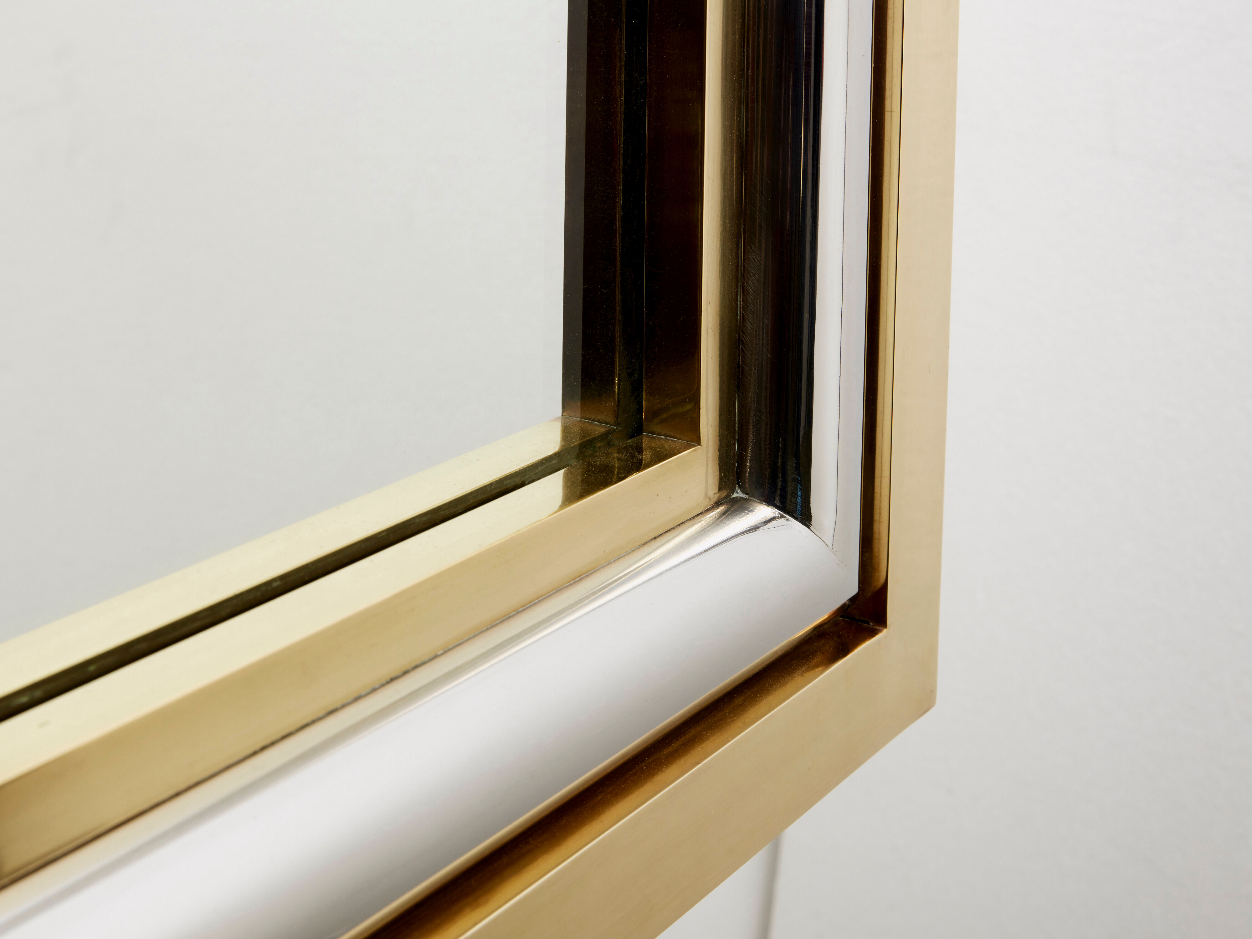 Italian mirror brass chrome by Romeo Rega 1970