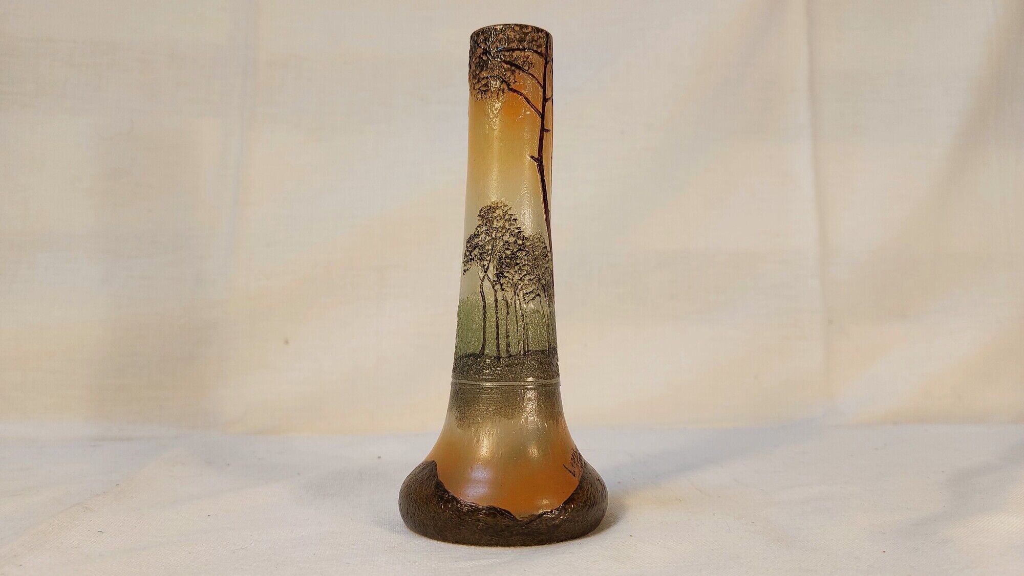 Acid-engraved glass soliflore vase signed Legras - Art Nouveau