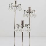 Silver-plated candlestick, faceted Swarovski crystals, Austria, 1960s