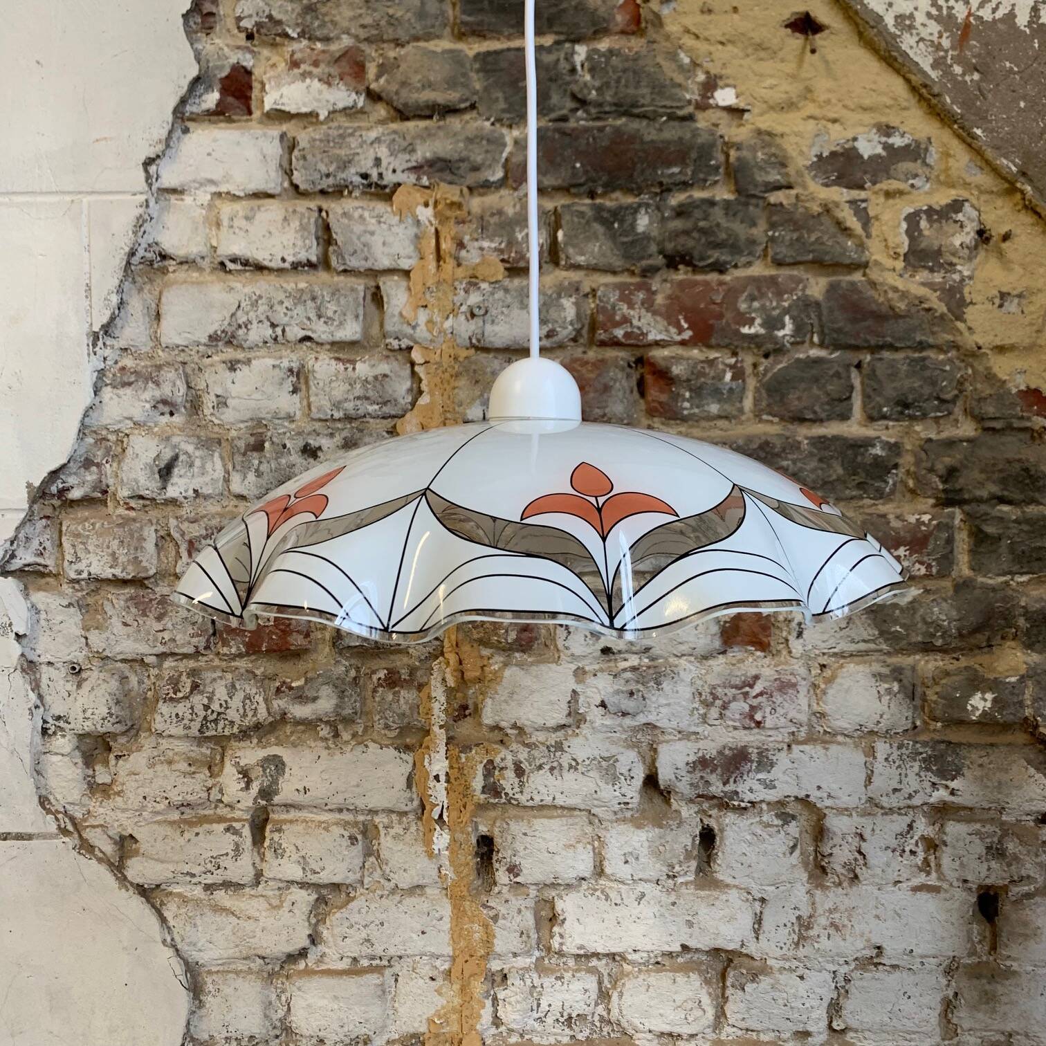 Glass pendant light from the 1980s, Yugoslavia