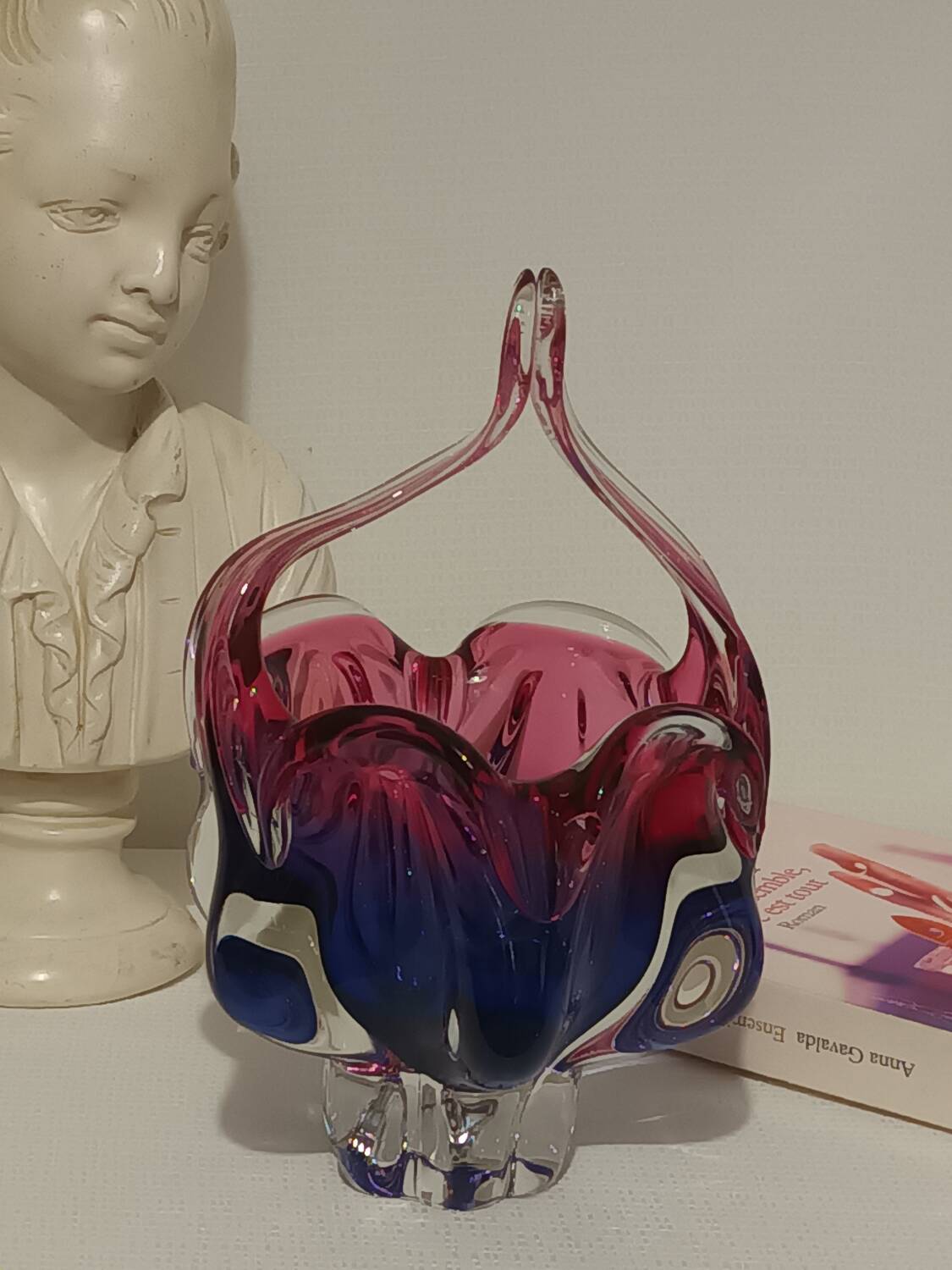 Czech Art glass trinket dish, mid-20th century