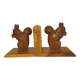 Vintage hand-carved wooden squirrel bookend