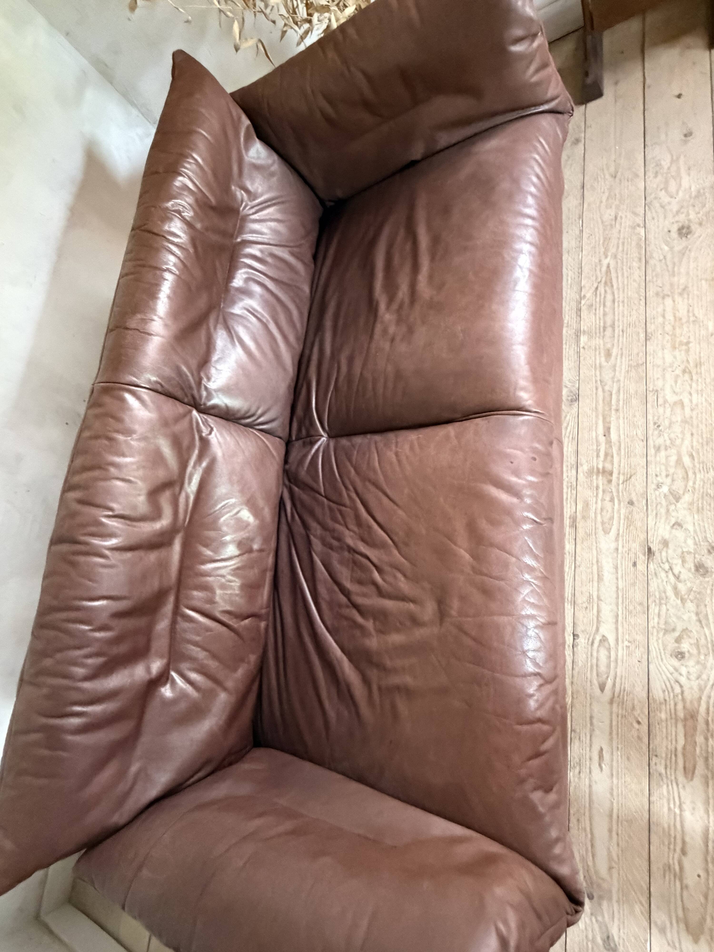 Vintage leather sofa Ligne Roset
