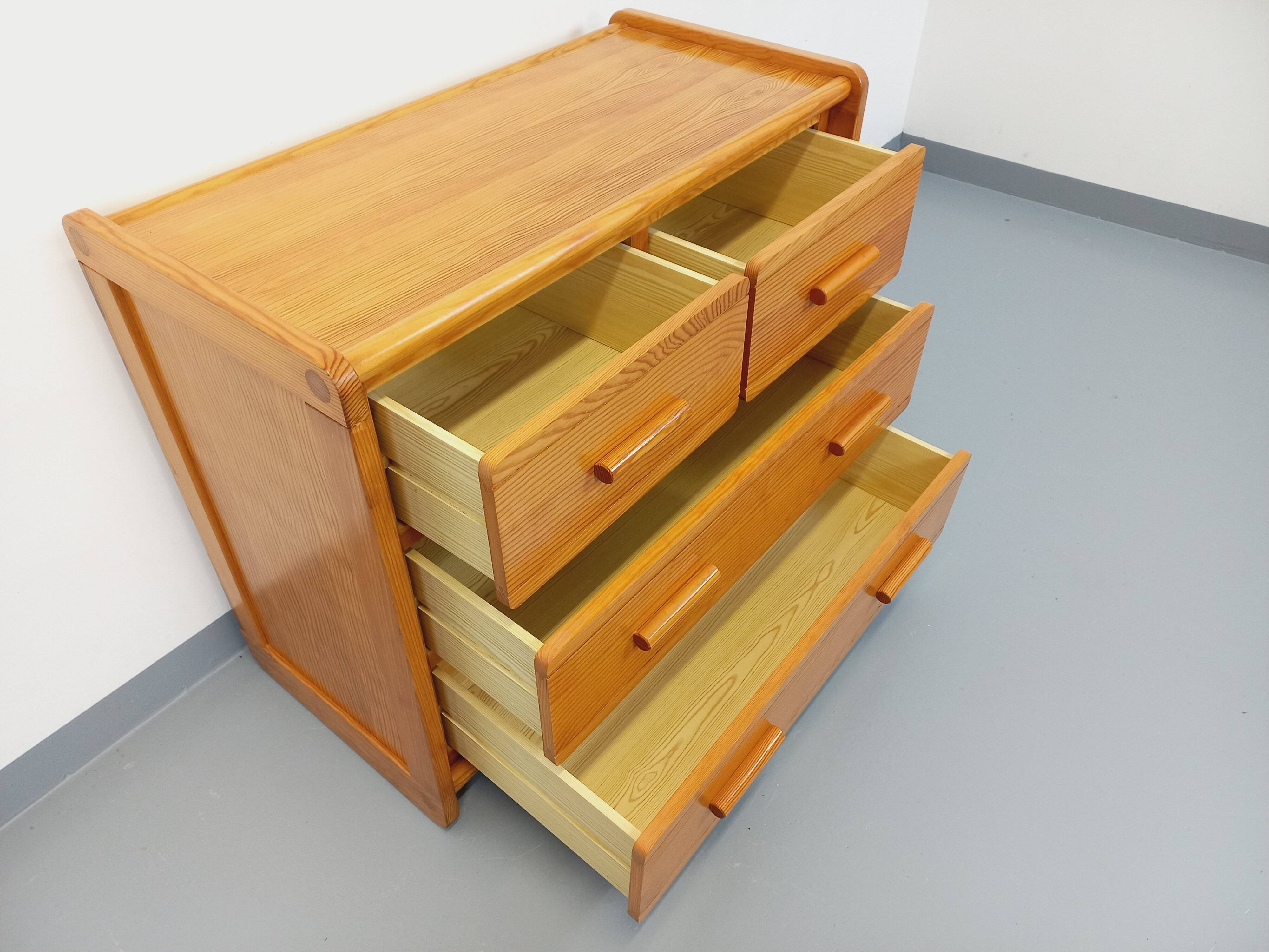 Commode en pin Gautier vintage des années 70 80