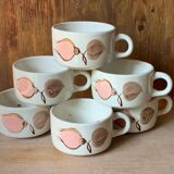 Six Salins stoneware coffee cups 1970