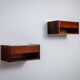 Pair of Scandinavian floating nightstands in rosewood Denmark 1960