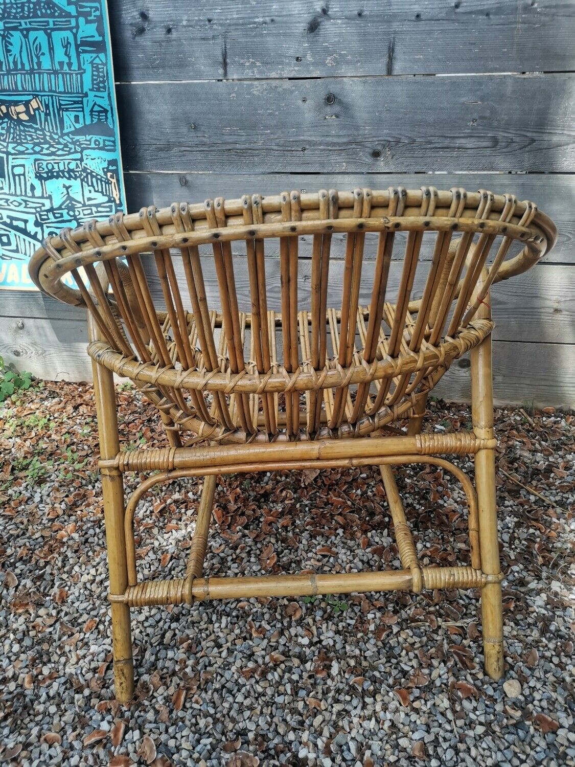 Rattan shell armchair