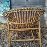 Rattan shell armchair
