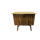 Vintage rattan bar cabinet by Dlg Audoux Minet