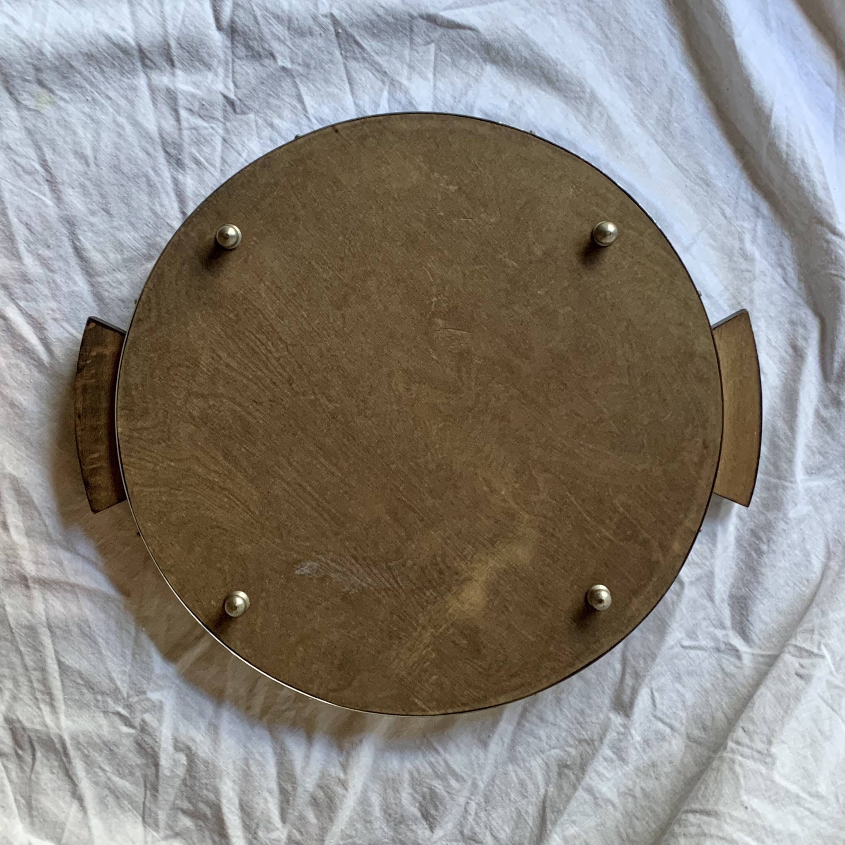 Vintage round mirror tray