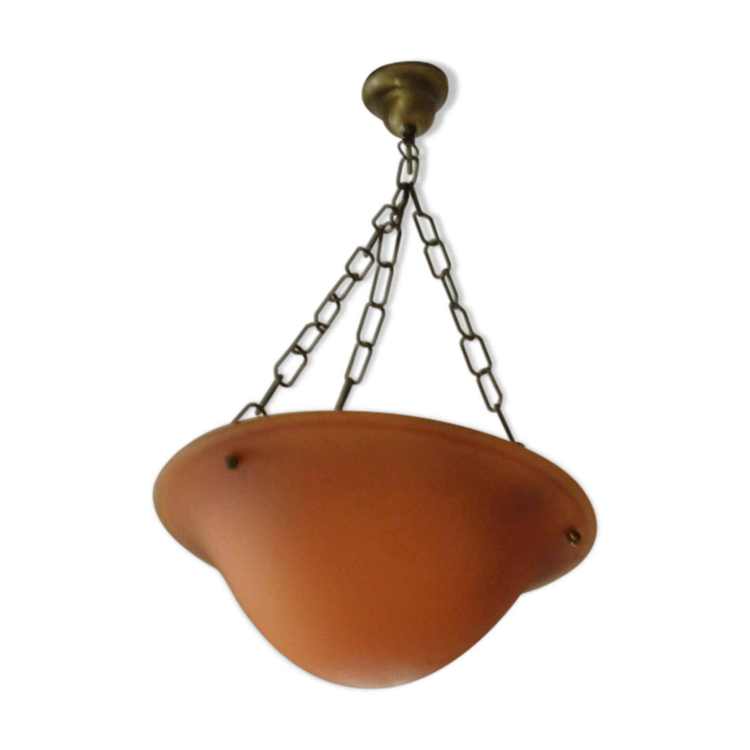 Suspension with orange glass bowl