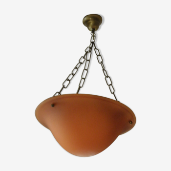 Suspension with orange glass bowl