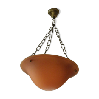 Suspension with orange glass bowl