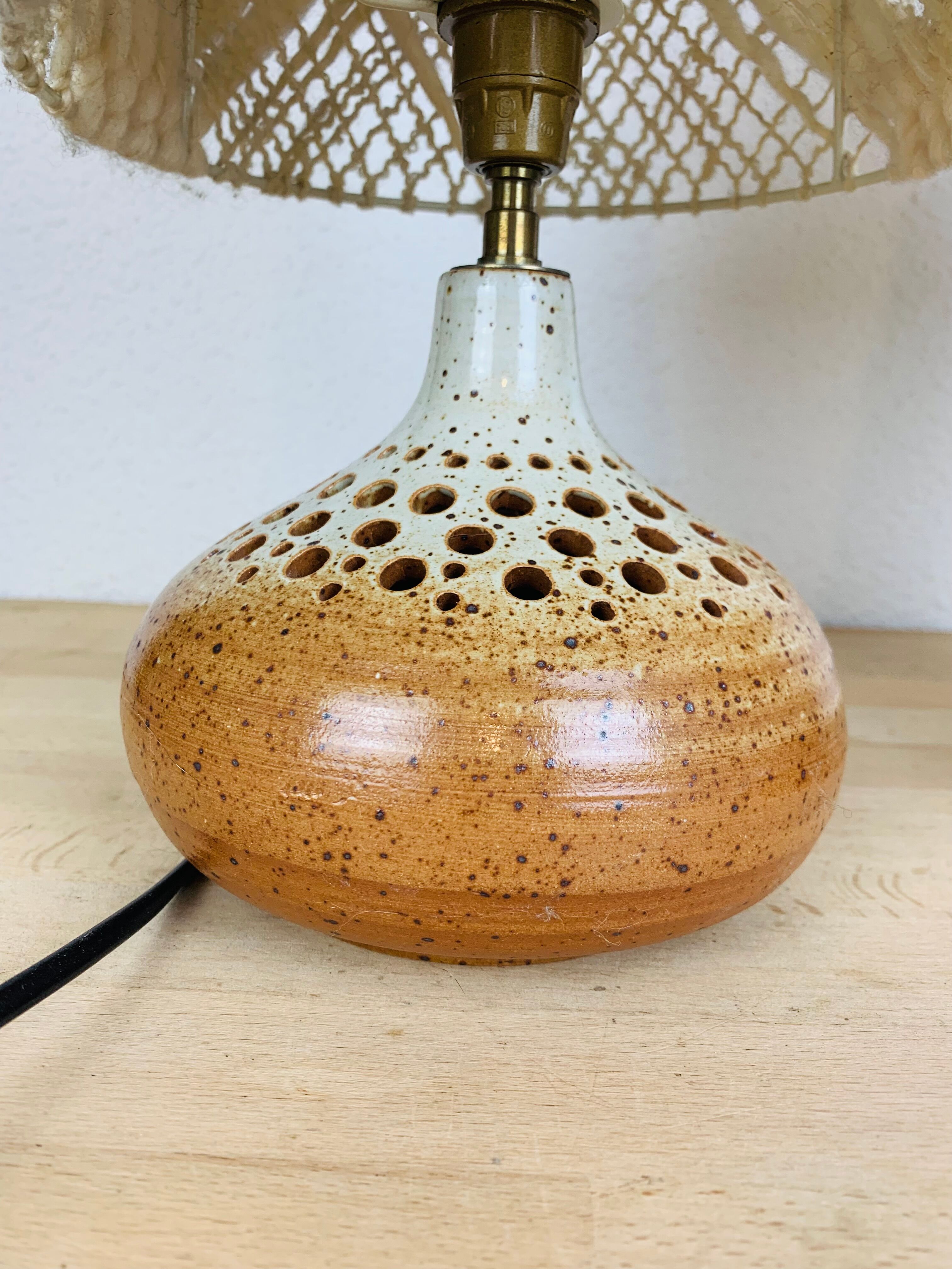 Paire de lampes grès abat jour laine atelier 7 soleils de Bernadette Ver Eecke Scherrer