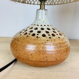 Pair of lamps sandstone lampshade wool workshop 7 suns by Bernadette Ver Eecke Scherrer