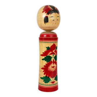 Decorative Kokeshi doll sculpture from Naruko, northern Japan, hand-painted.