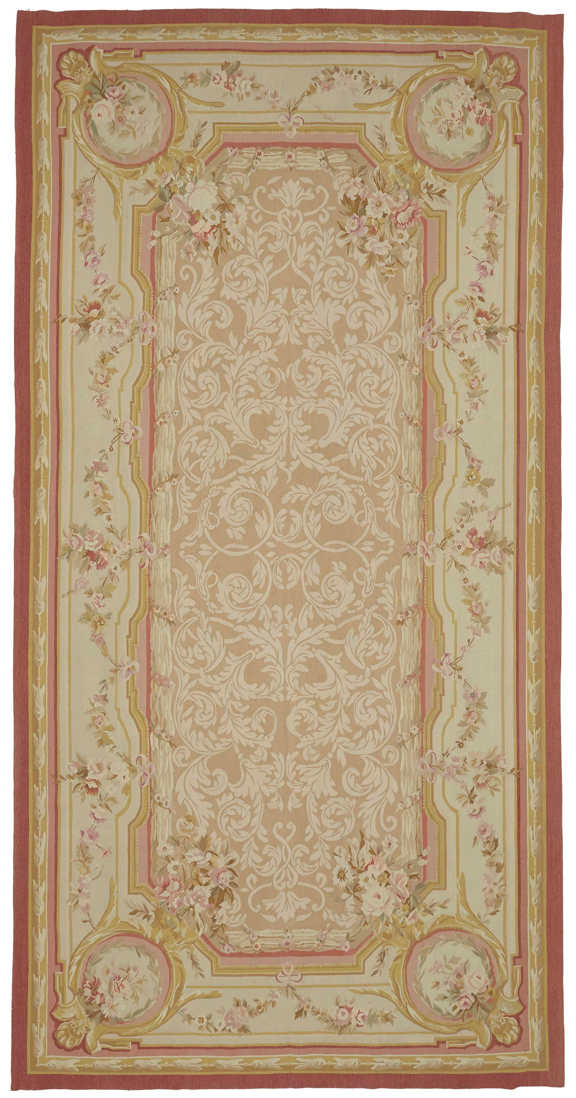 Handmade European Vintage Aubusson Kilim 201 cm x 405 cm