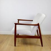 GFM-64 Brown Armchair in White Ivory Bouclé attributed to Edmund Homa, 1970s