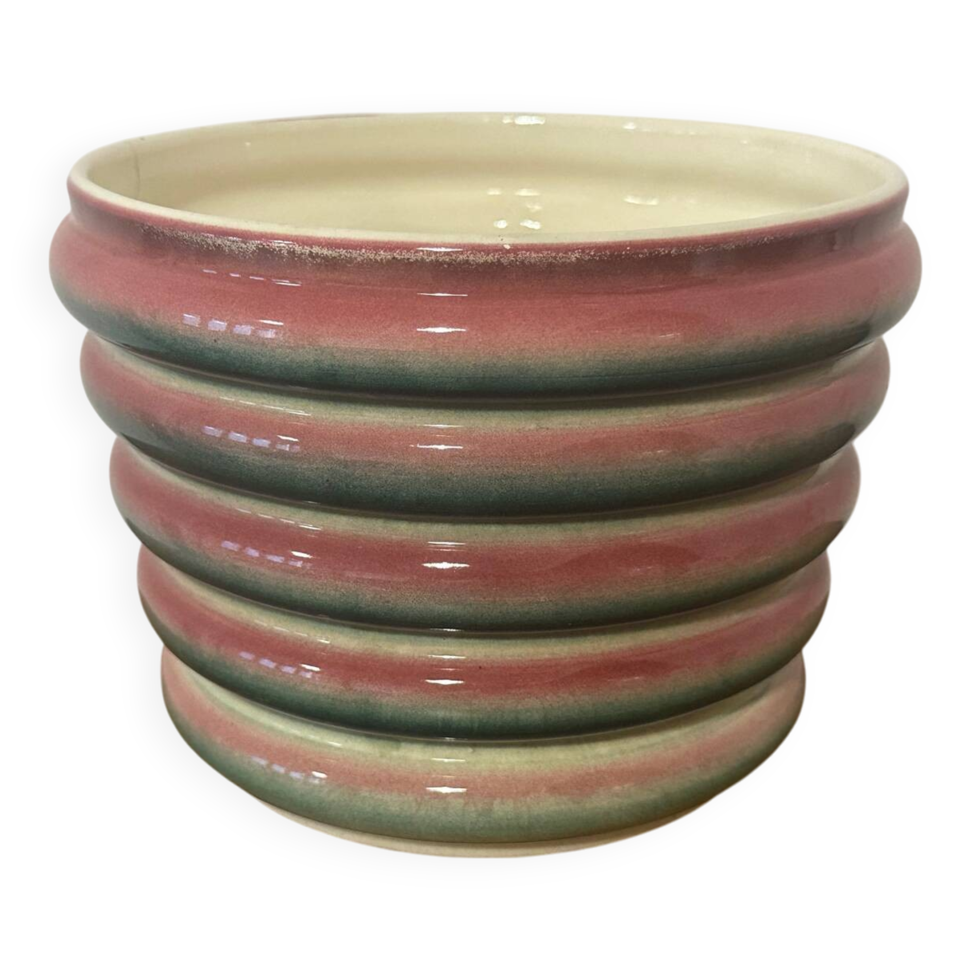 Antique Sarreguemines ceramic cachepot, France