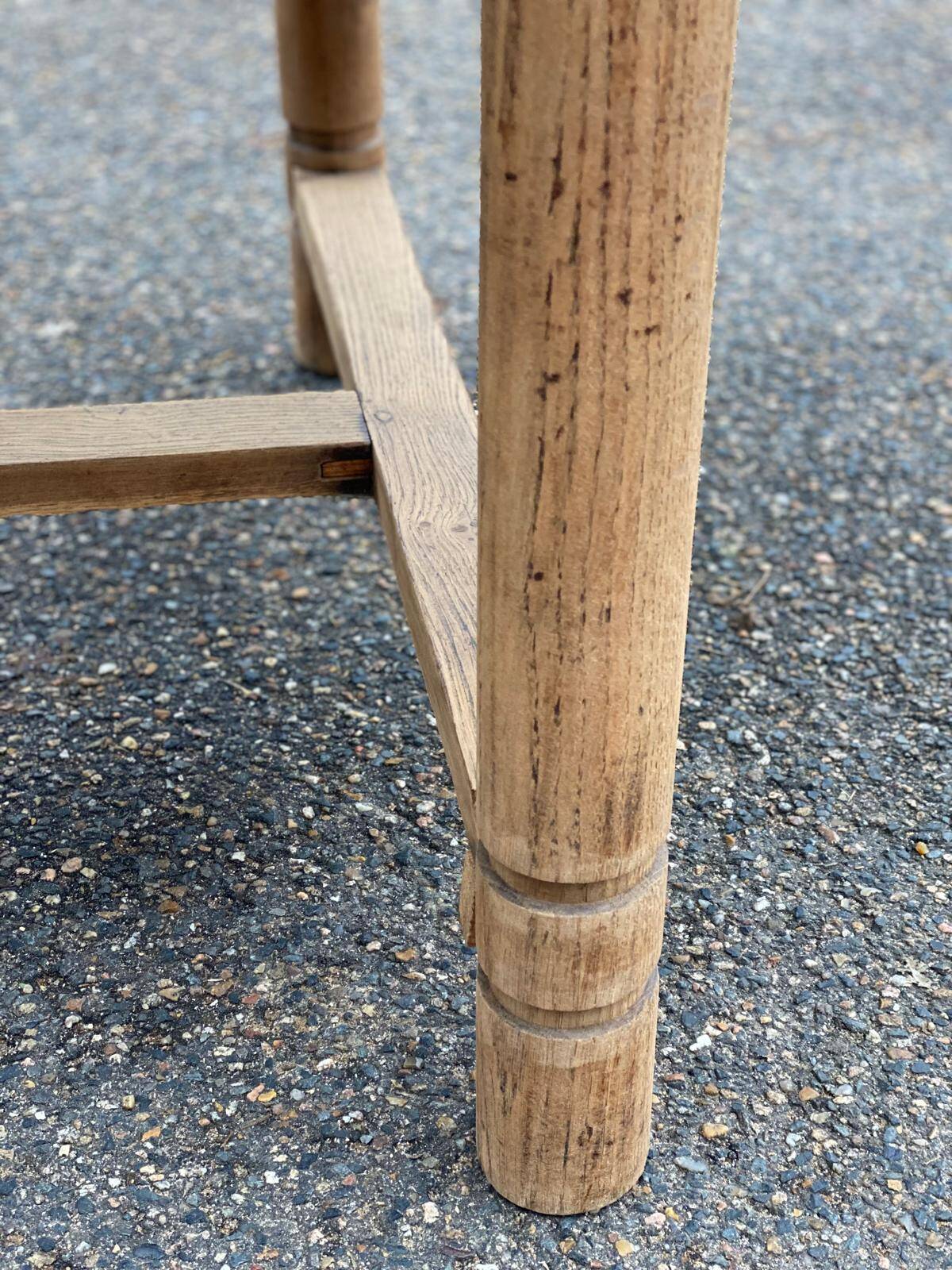Renovated extendable farmhouse table in raw solid wood and marquetry 210cm