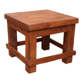 Table de chevet d'atelier en teck birman idéal en sellette pour poser 1 plante ou e