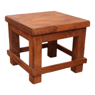 Old small Burmese teak workshop bedside table / ideal in a harness to put 1 plant or e