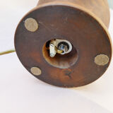 Vintage table lamp made of wood, opaline and brushed brass