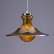 Large glass ‘‘bubble’’ chandelier with brass shade