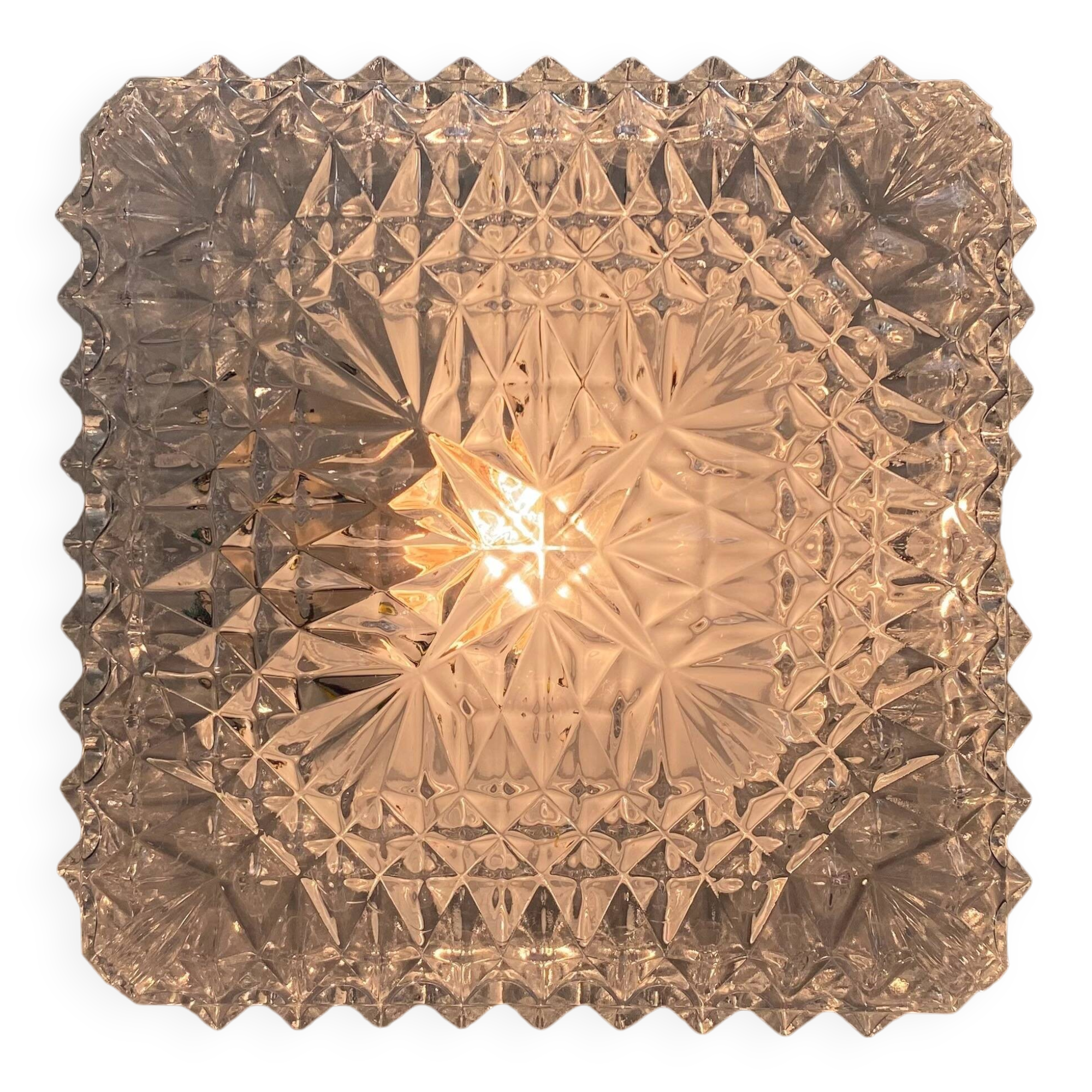 Wall light ceiling square glass minimalist porthole 1970 1980 seventies eighties LAMP-7311