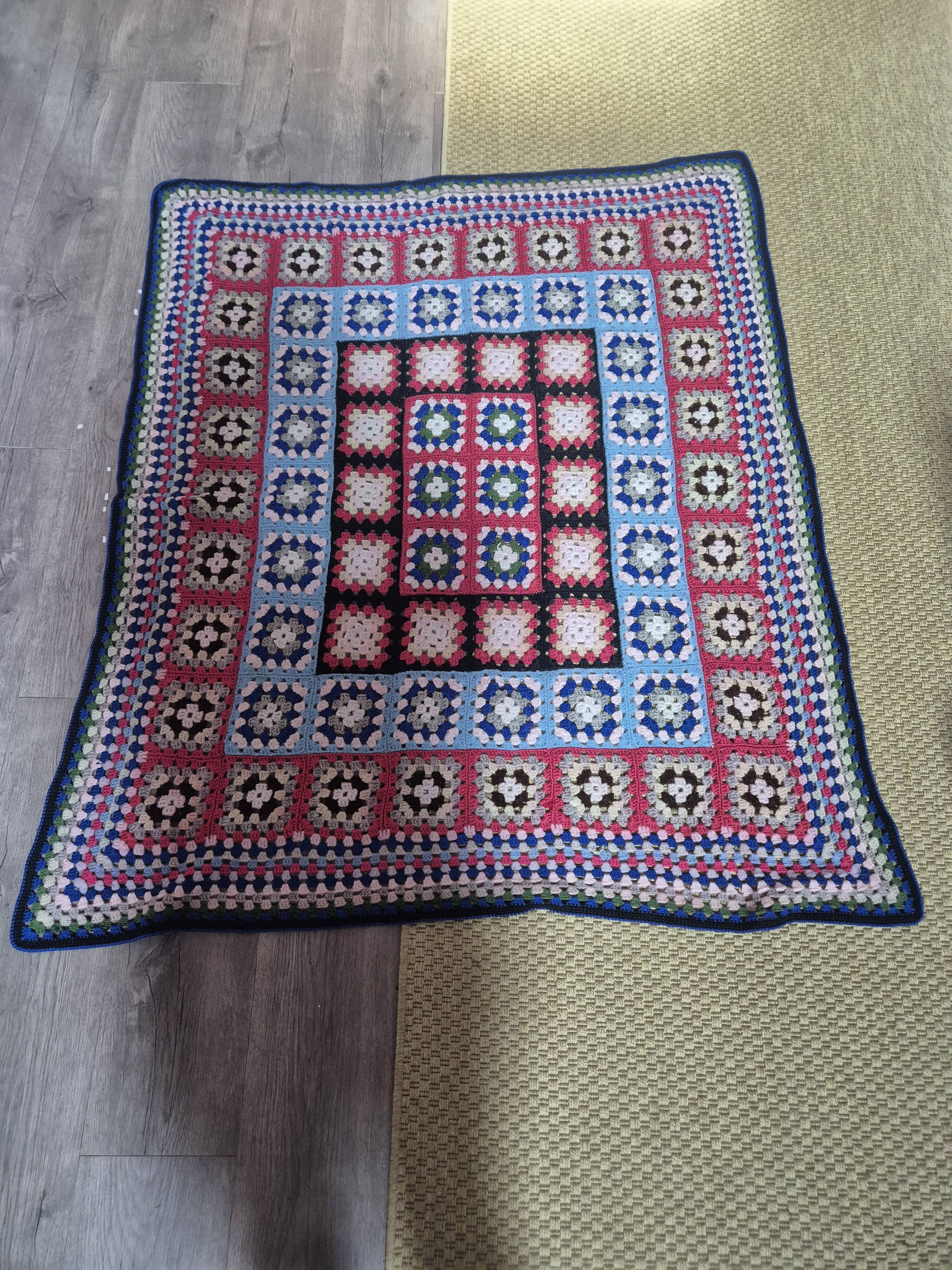vintage crochet bedspread made of granny squares
