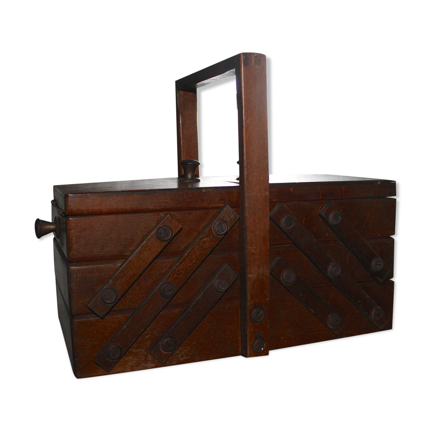 Wooden sewing box from the 60s and 70s