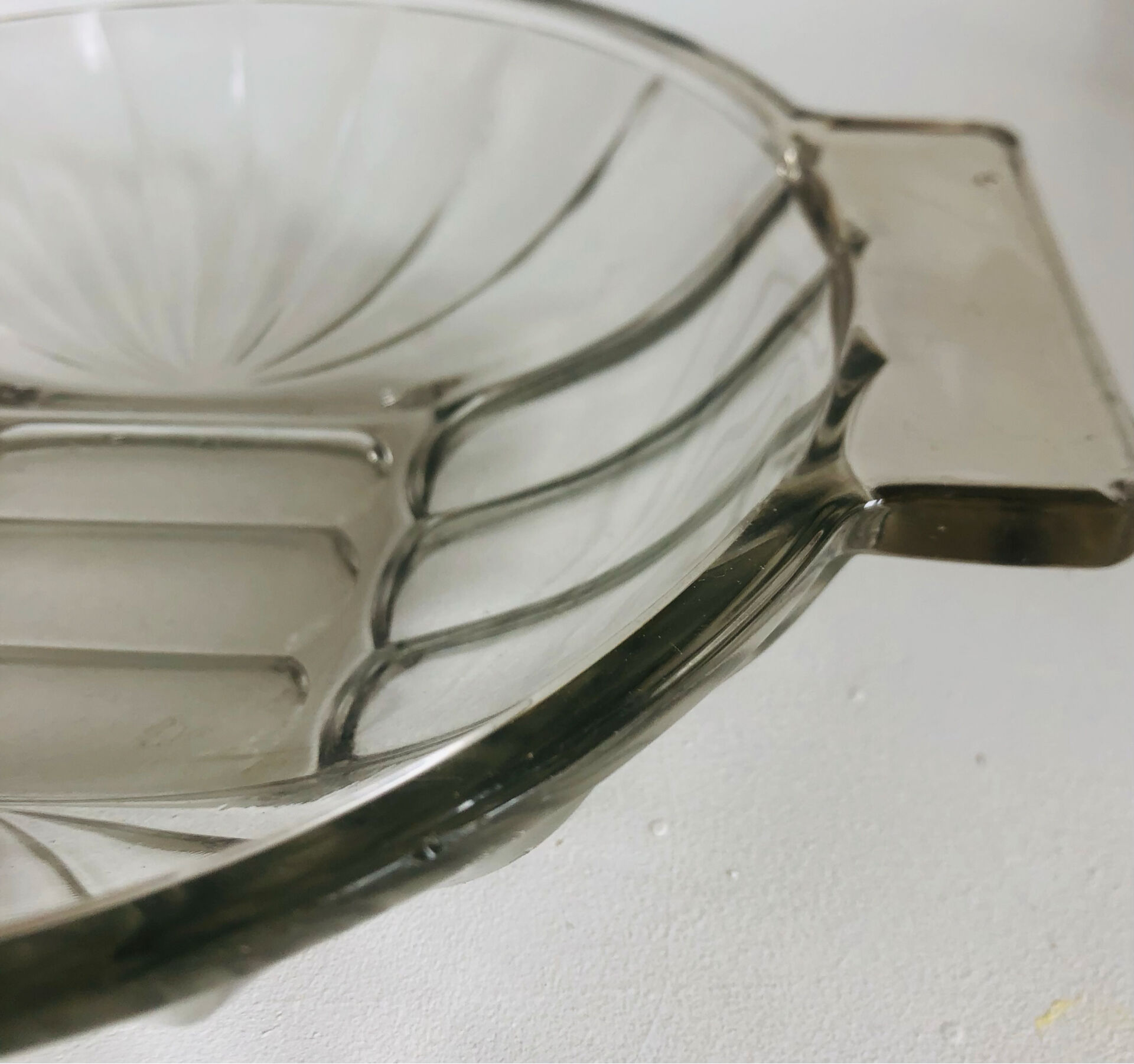 Art Deco pressed moulded glass bowl made in France