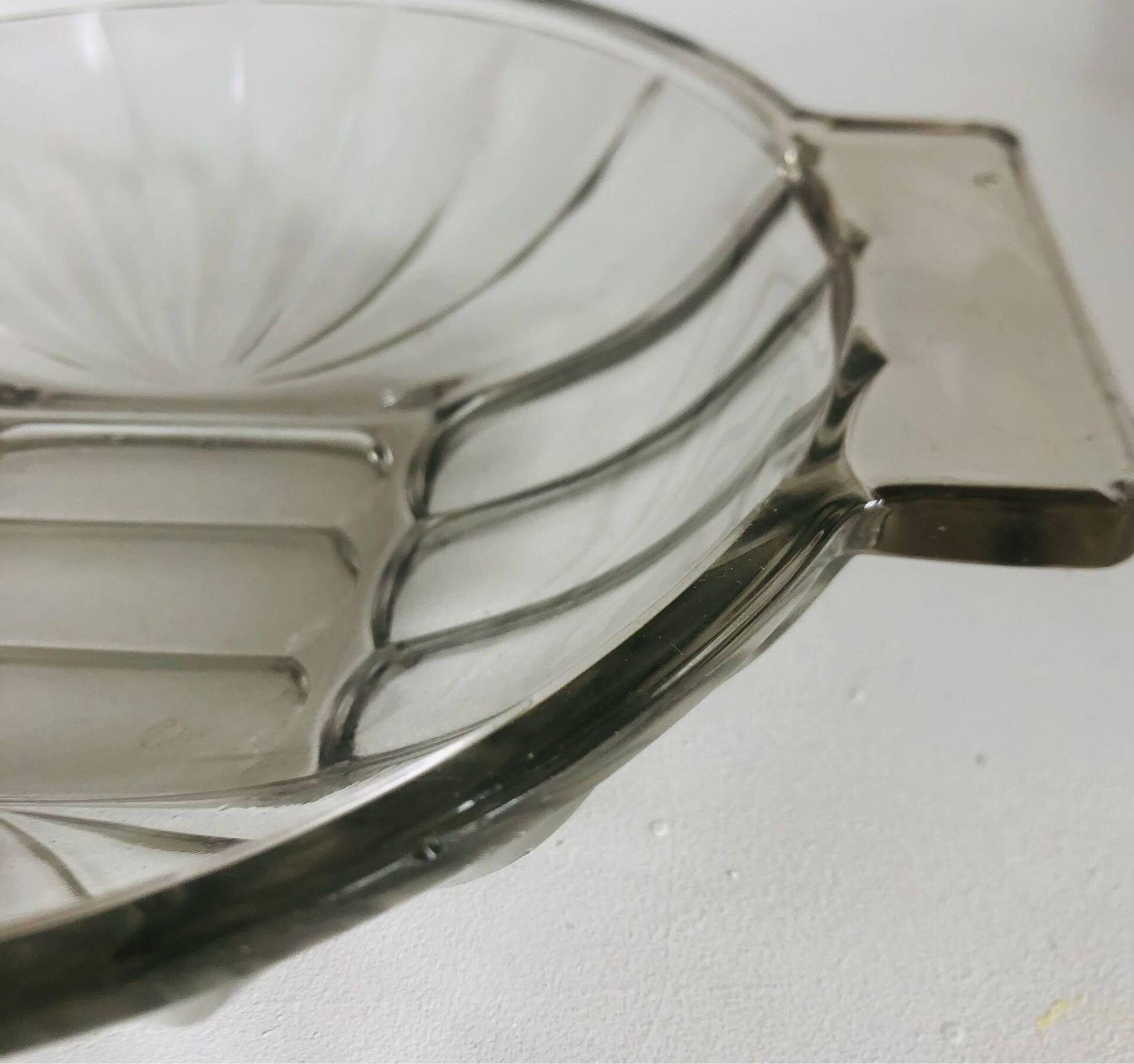Art Deco pressed moulded glass bowl made in France