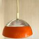 Pair of glass and holophane metal pendant lights, 1970s