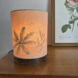 Lampe vintage bois et tissus peint