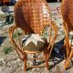 Pair of Vintage Armchairs in Chestnut Slats