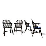 4 x Classic Georgian Bow and Stick Back Windsor Chair / Crinoline stretcher chairs