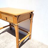 Desk 2 drawers vintage rattan