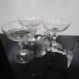 4 coupes à champagne en verre ciselé, XXème