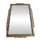 Rare striped Art Deco antique wooden mirror