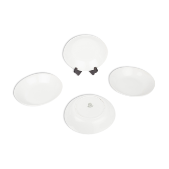 4 white caps, St Amandinoise, St Amand, French Antique plates