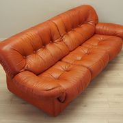Canapé en cuir rouge, design italien, années 1970, fabricant : PelleRossi