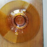 Large Amber Art Deco Glass Bowl