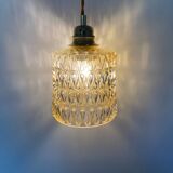 Walking lamp (or pendant light) with vintage amber glass globe