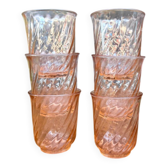 Série de 6 verres à eau Rosaline en verre rose