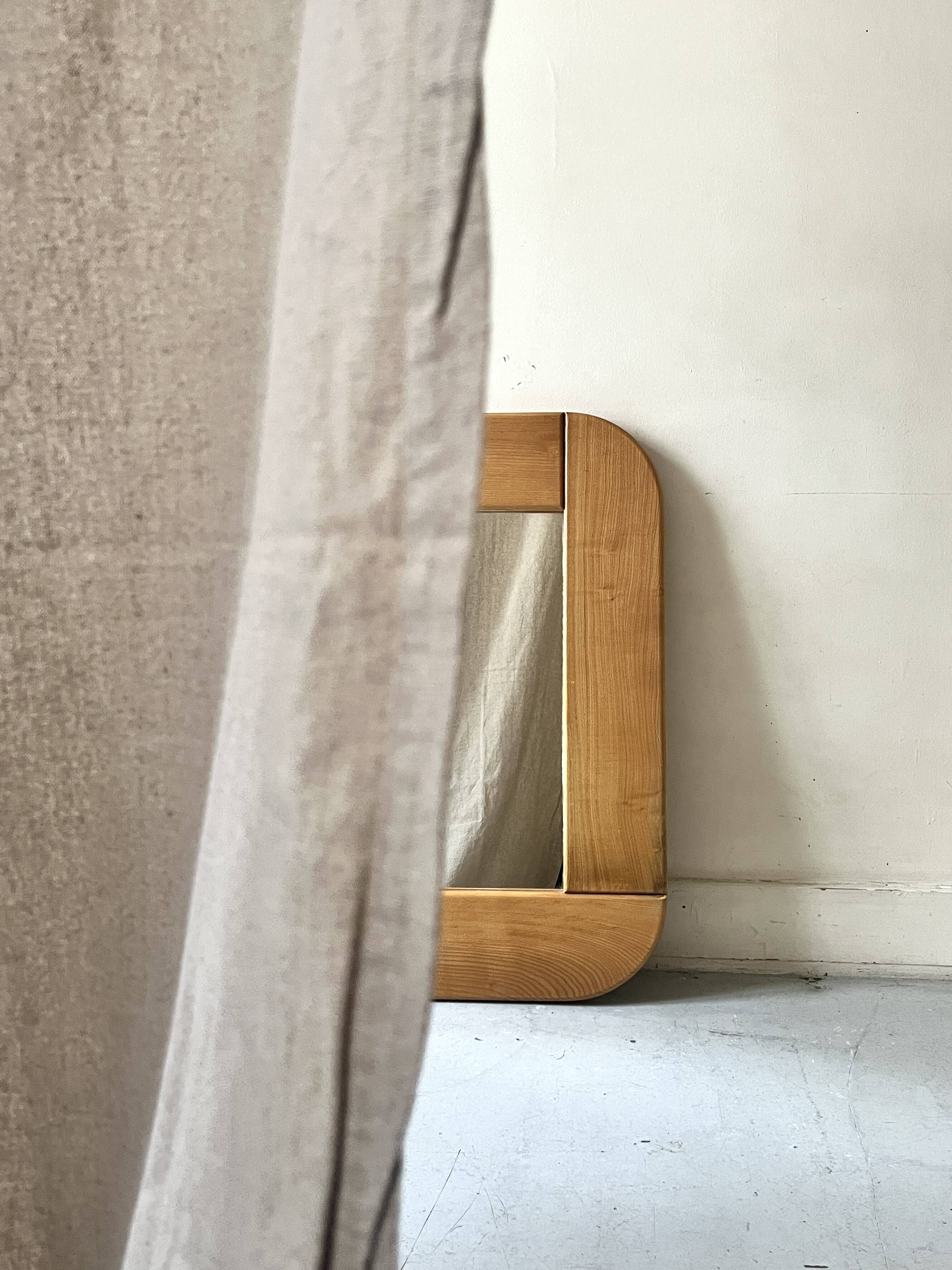 Large oak mirror in the style of a revival house, 1970s design.