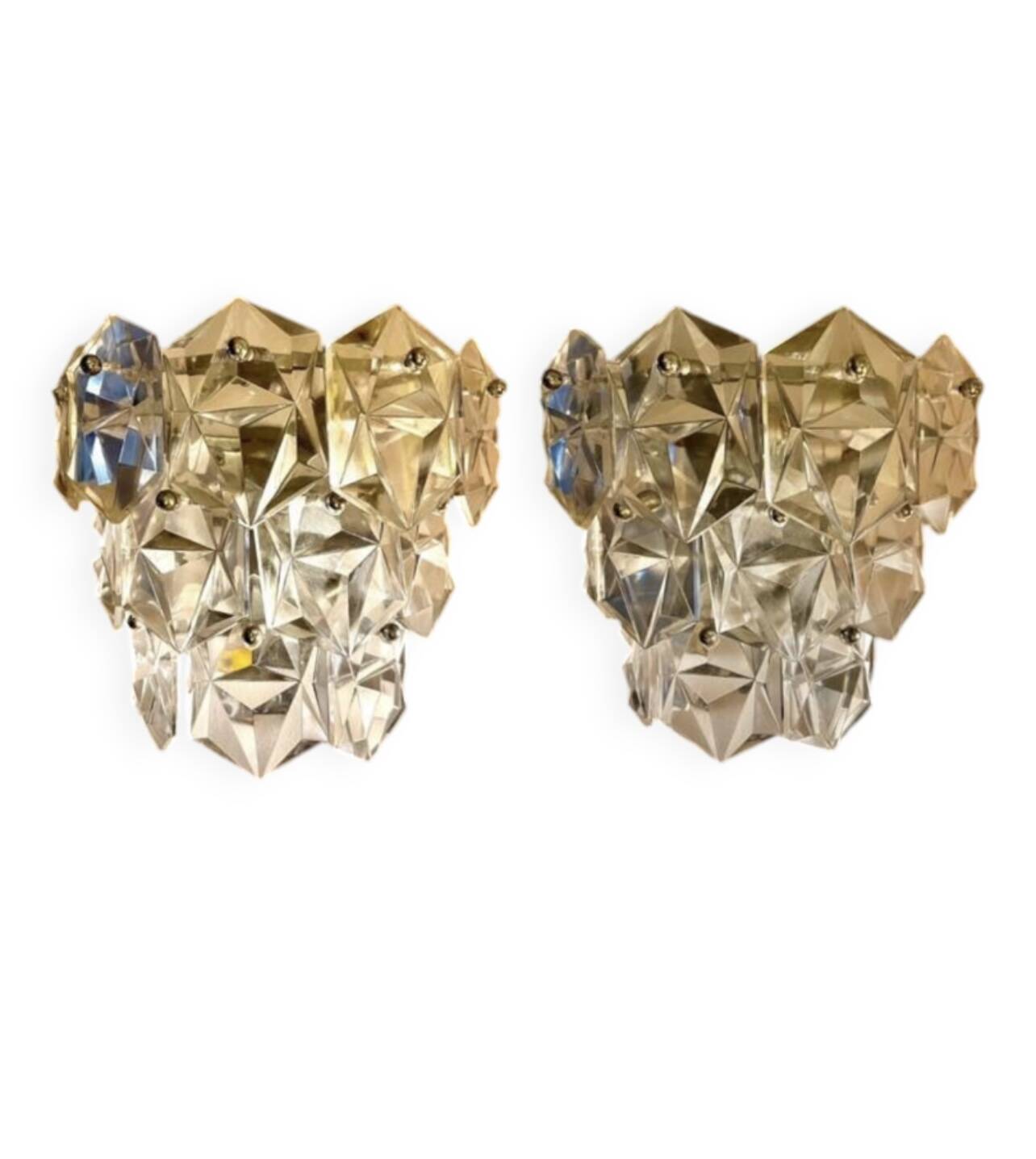 Kinkeldey applied crystal glass chrome structure, 1970s