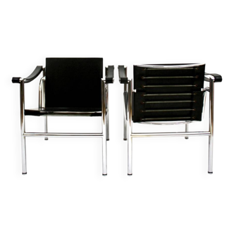 Pair of LC1 armchairs, LeCorbusier, Perriand, Jeanneret, ed.Cassina